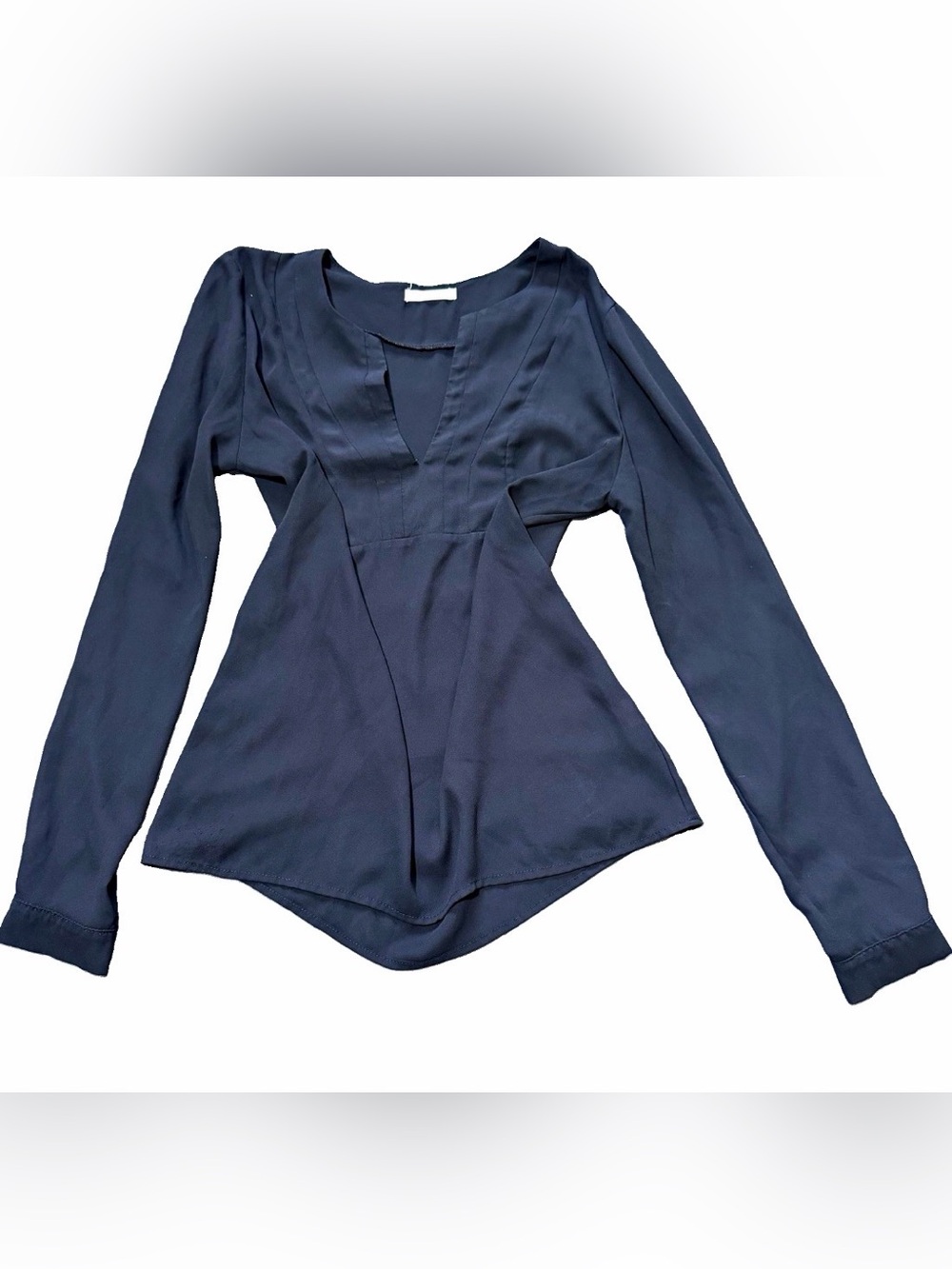 Pleione Black V Neck Long Sleeve Blouse XS-S